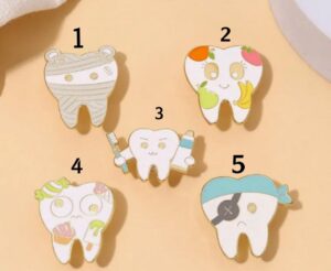 cartoon dental brooches
